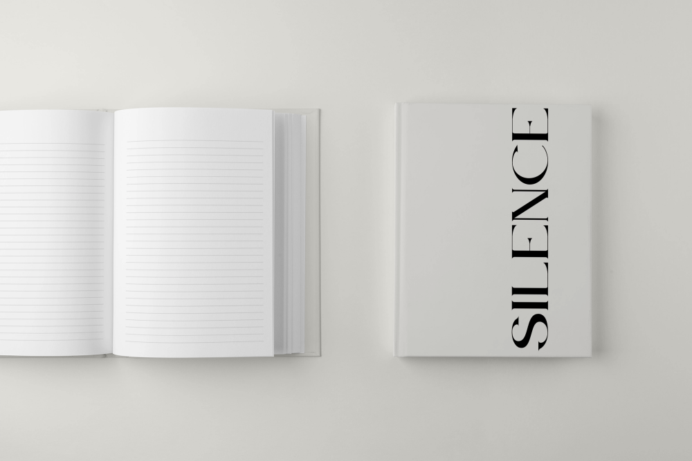 The “Silence” – Minimalist Blank Notebook